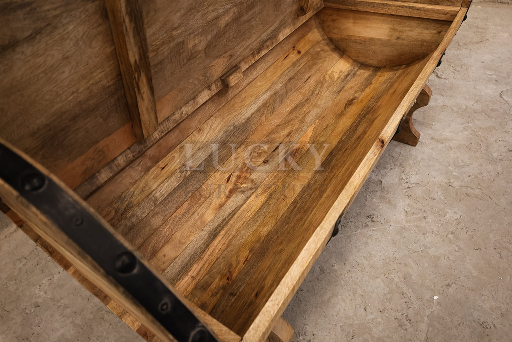 Barrel bench sofa box mango wood.