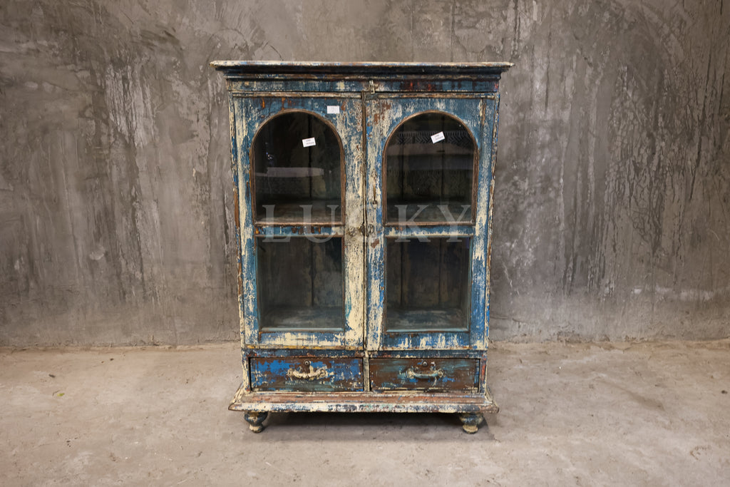 Vintage distressed one off glass cabinet.