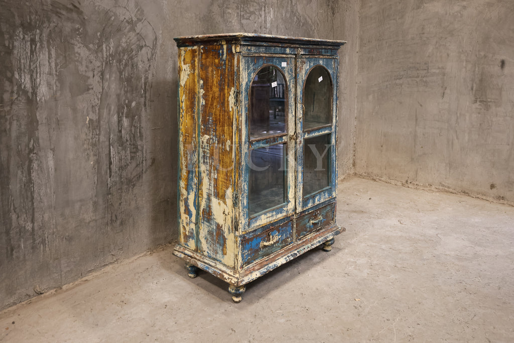 Vintage distressed one off glass cabinet.