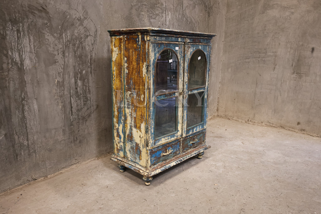 Vintage distressed one off glass cabinet.