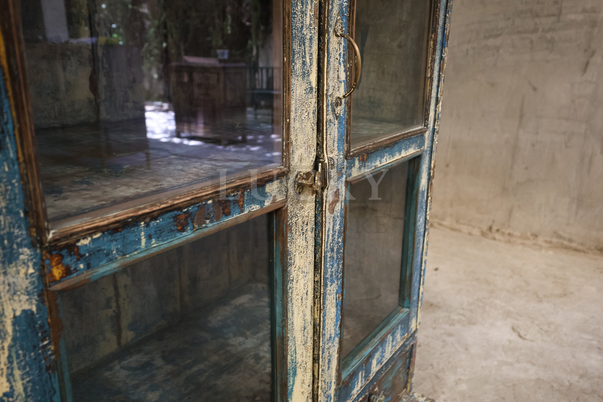 Vintage distressed one off glass cabinet.