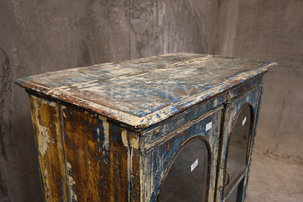 Vintage distressed one off glass cabinet.