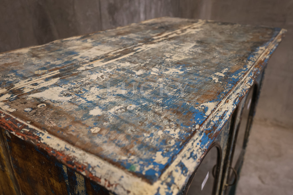 Vintage distressed one off glass cabinet.