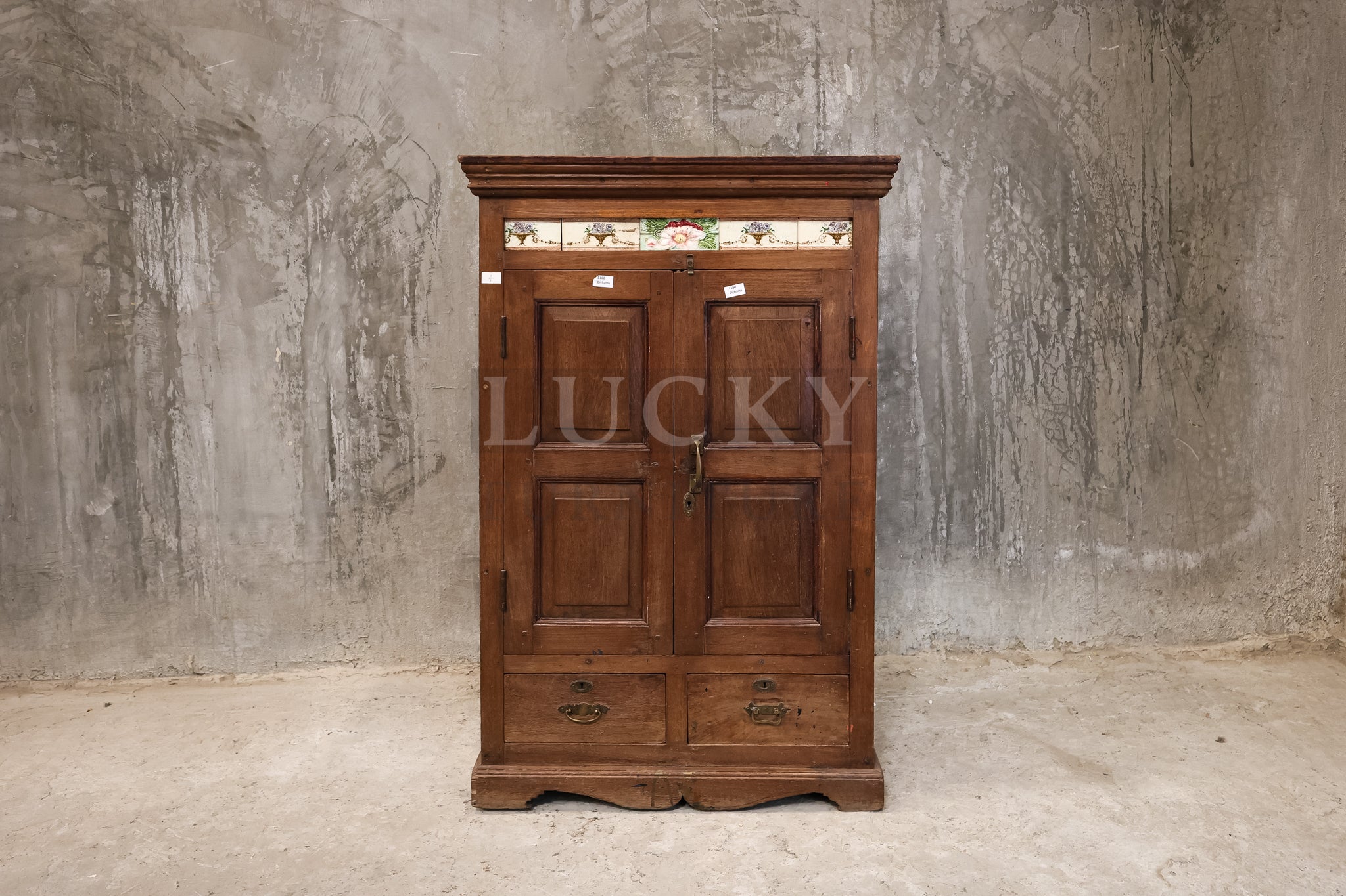 Vintage tiled cabinet teak wood.