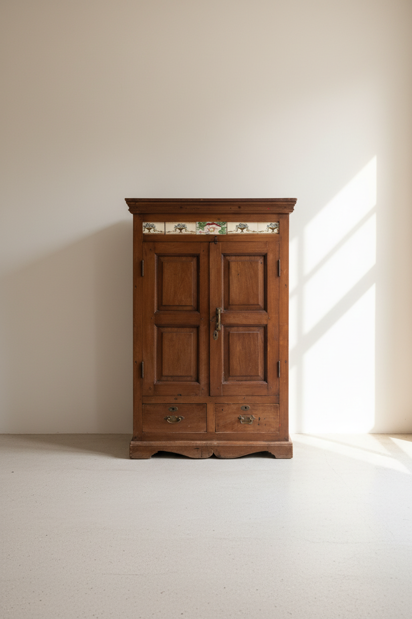 Vintage tiled cabinet teak wood.
