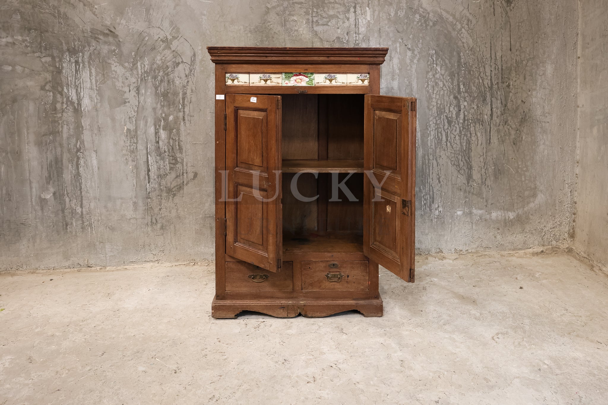 Vintage tiled cabinet teak wood.