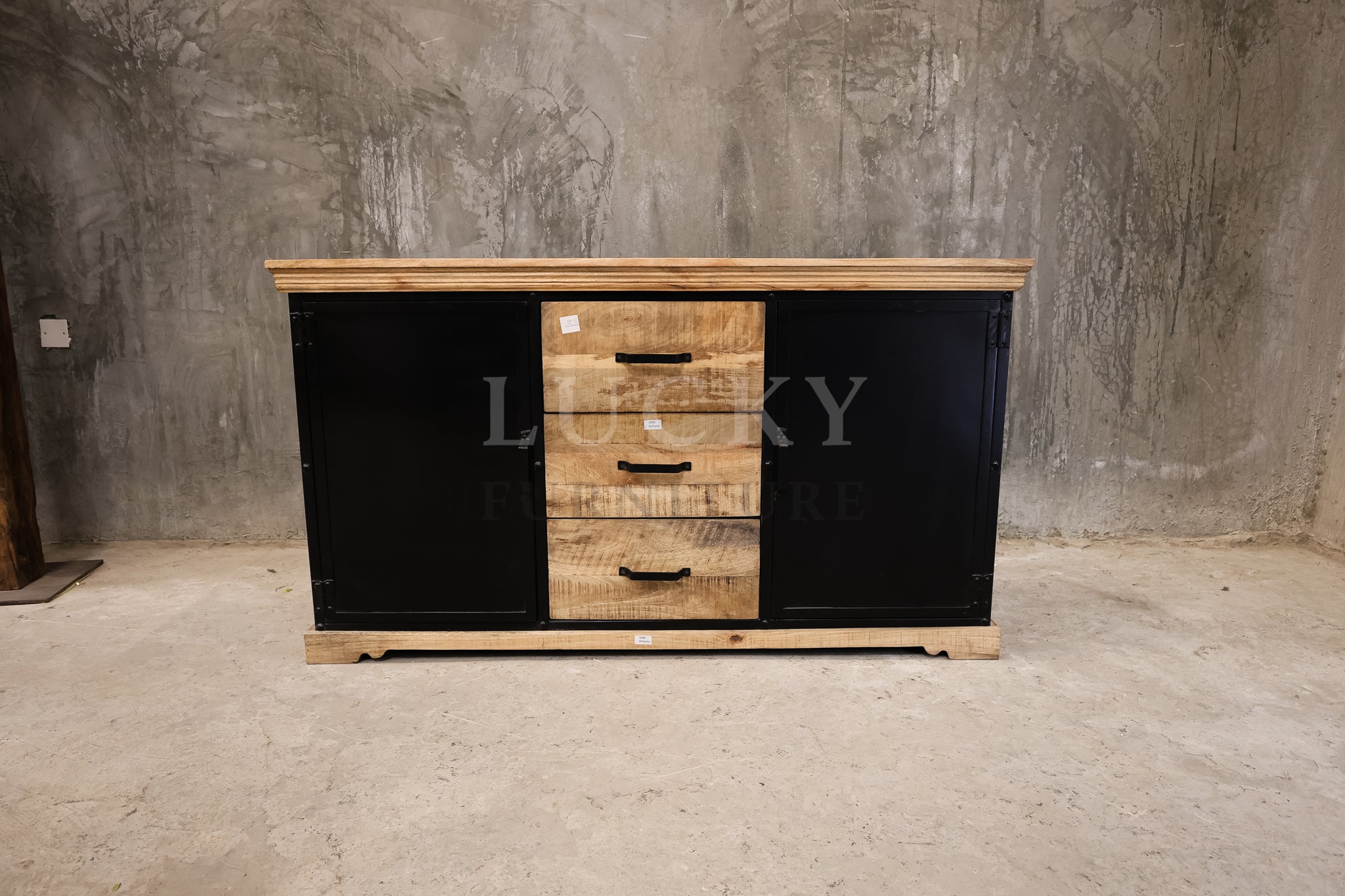 Mango wood and metal sideboard.