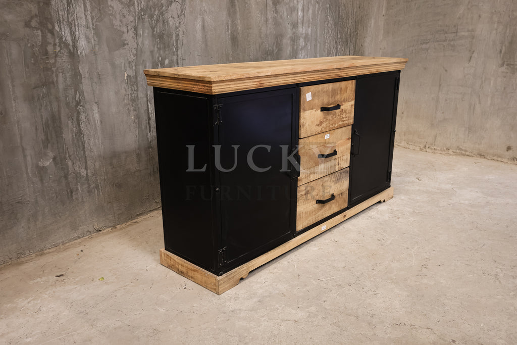 Mango wood and metal sideboard.