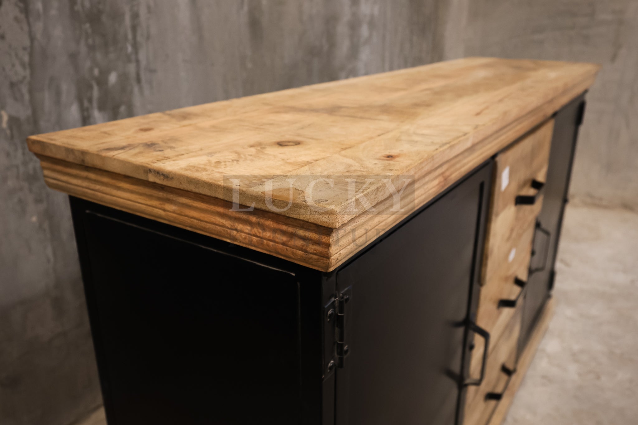 Mango wood and metal sideboard.