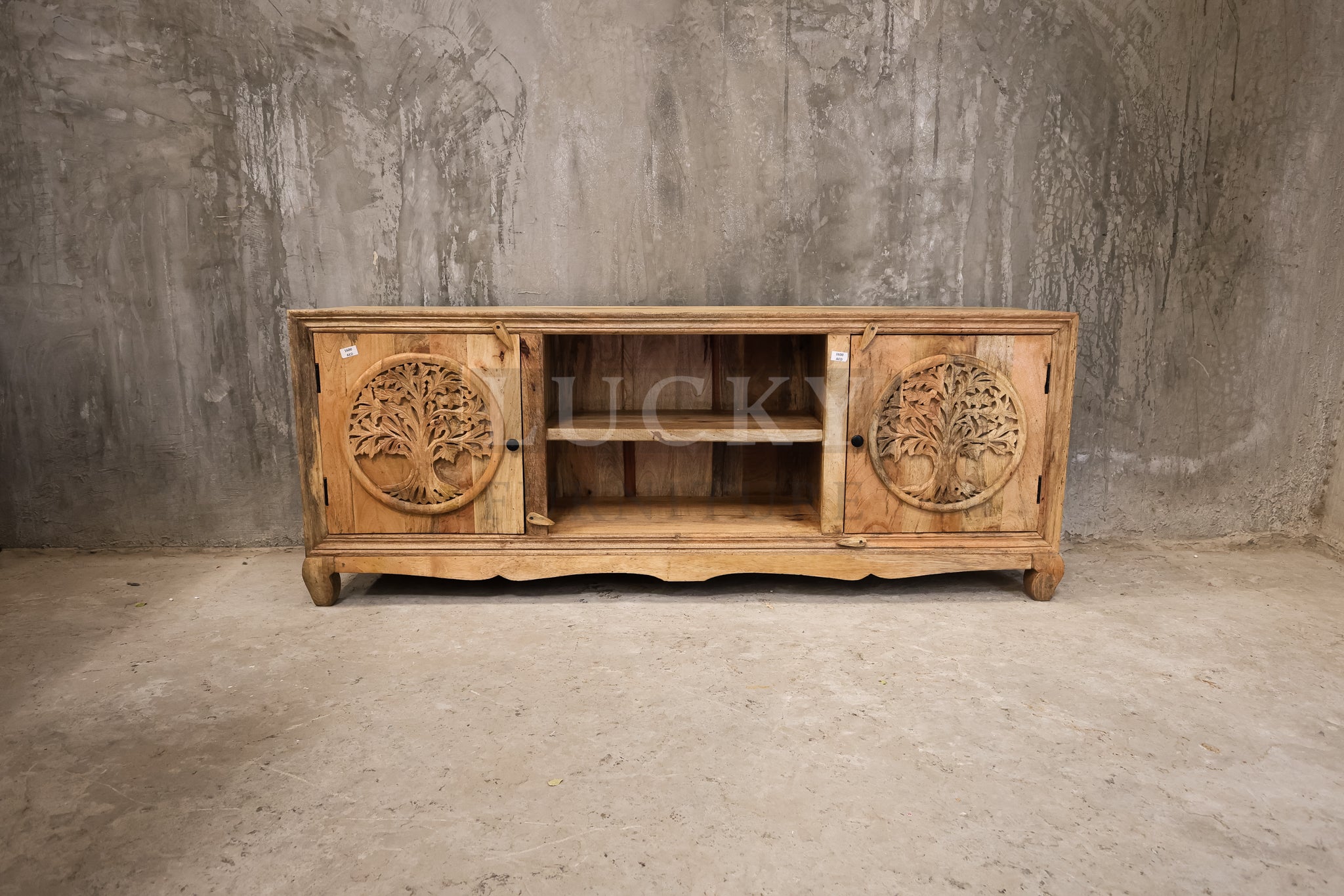 Mango wood tree of life tv stand.