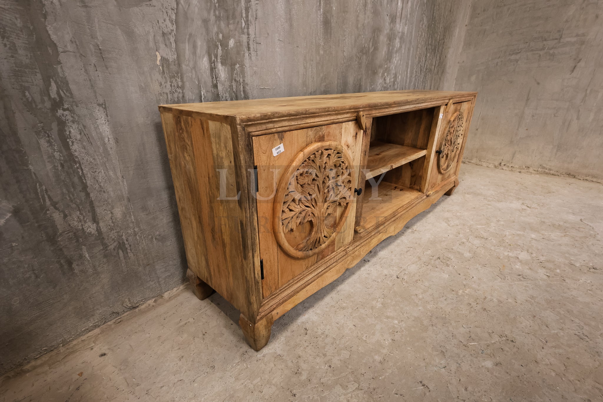 Mango wood tree of life tv stand.