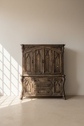 Victorian design sandblasted grey wash 2 part cabinet.