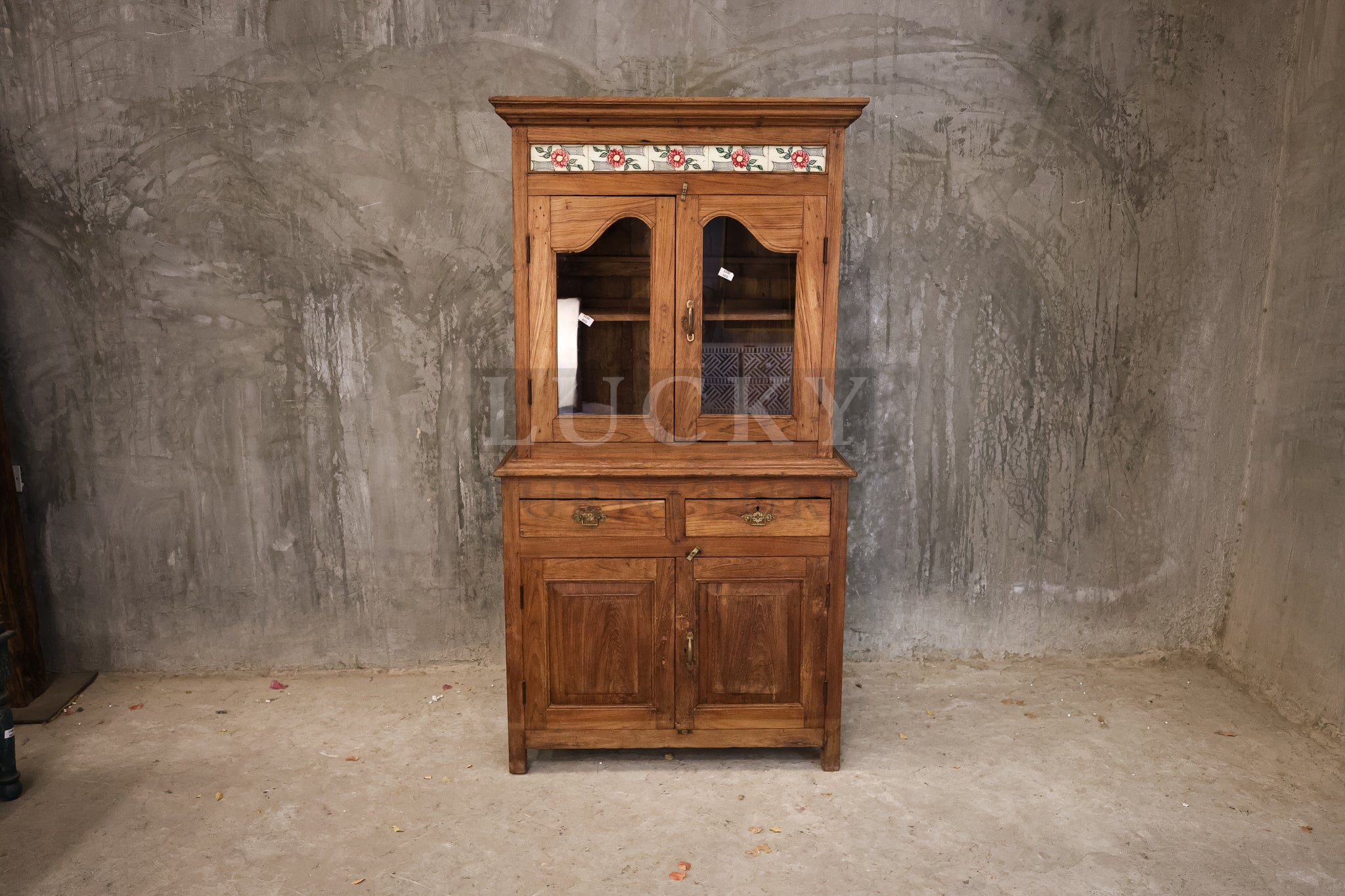 Vintage victorian design teak wood cabinet.