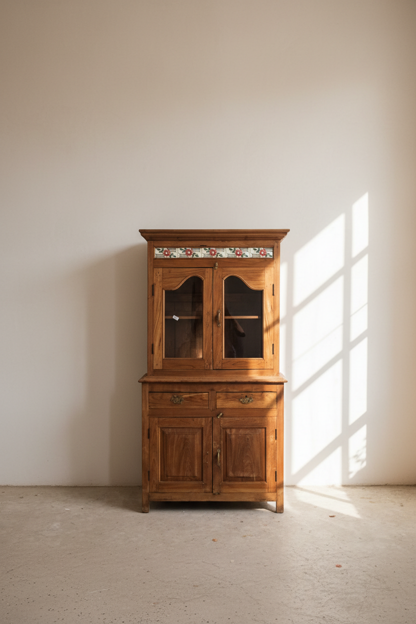 Vintage victorian design teak wood cabinet.