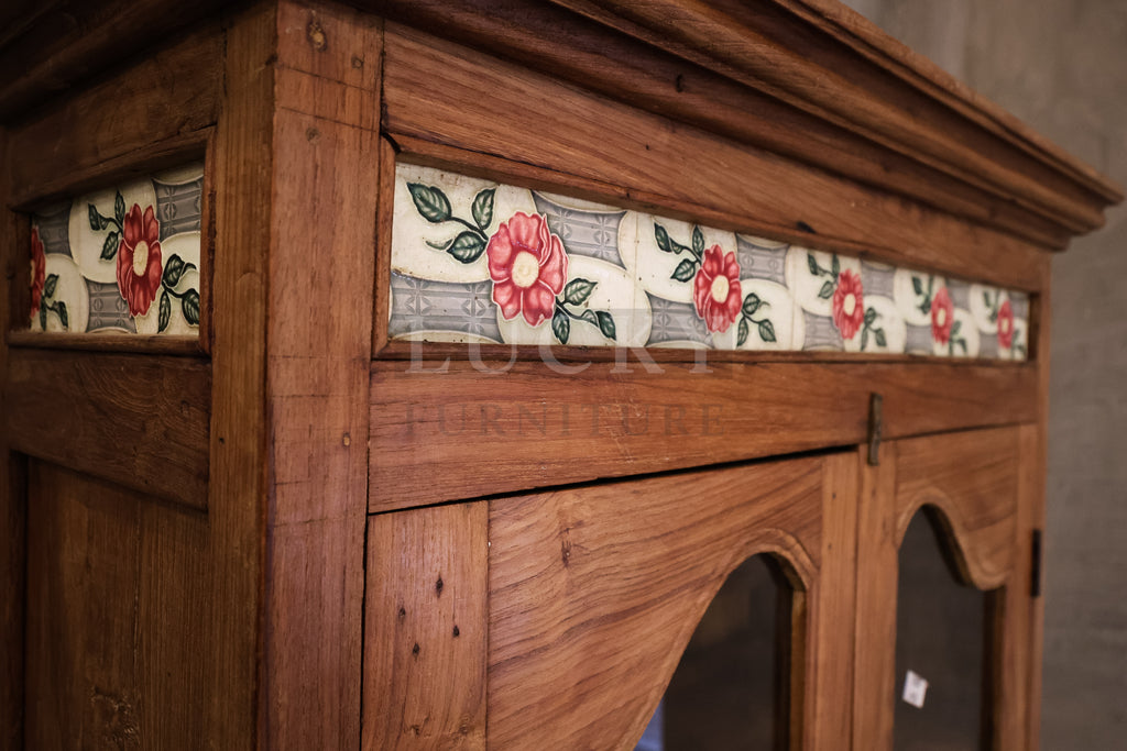 Vintage victorian design teak wood cabinet.