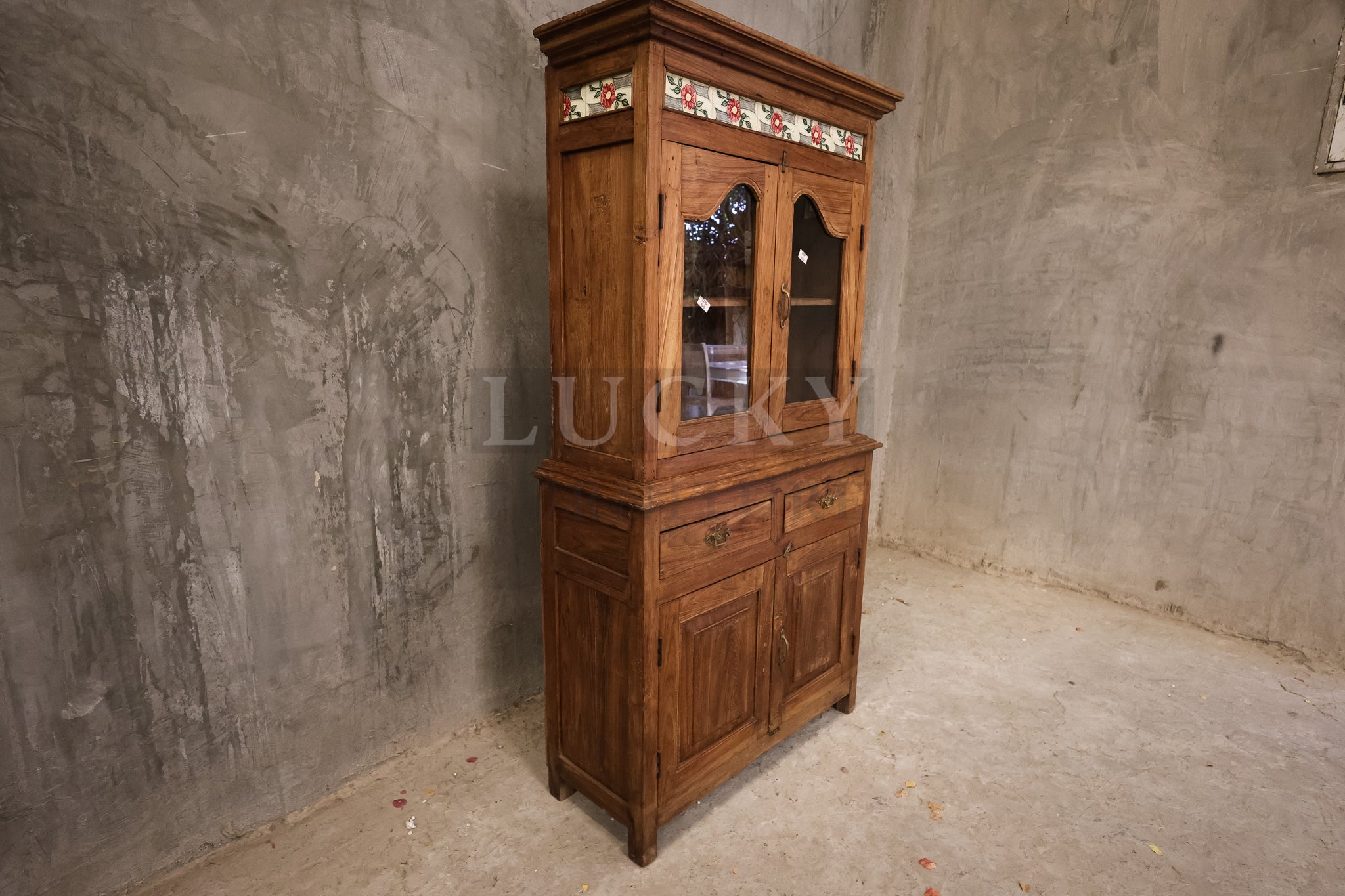Vintage victorian design teak wood cabinet.