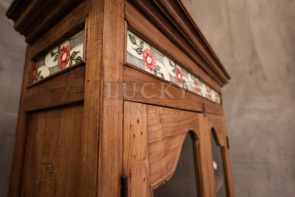 Vintage victorian design teak wood cabinet.