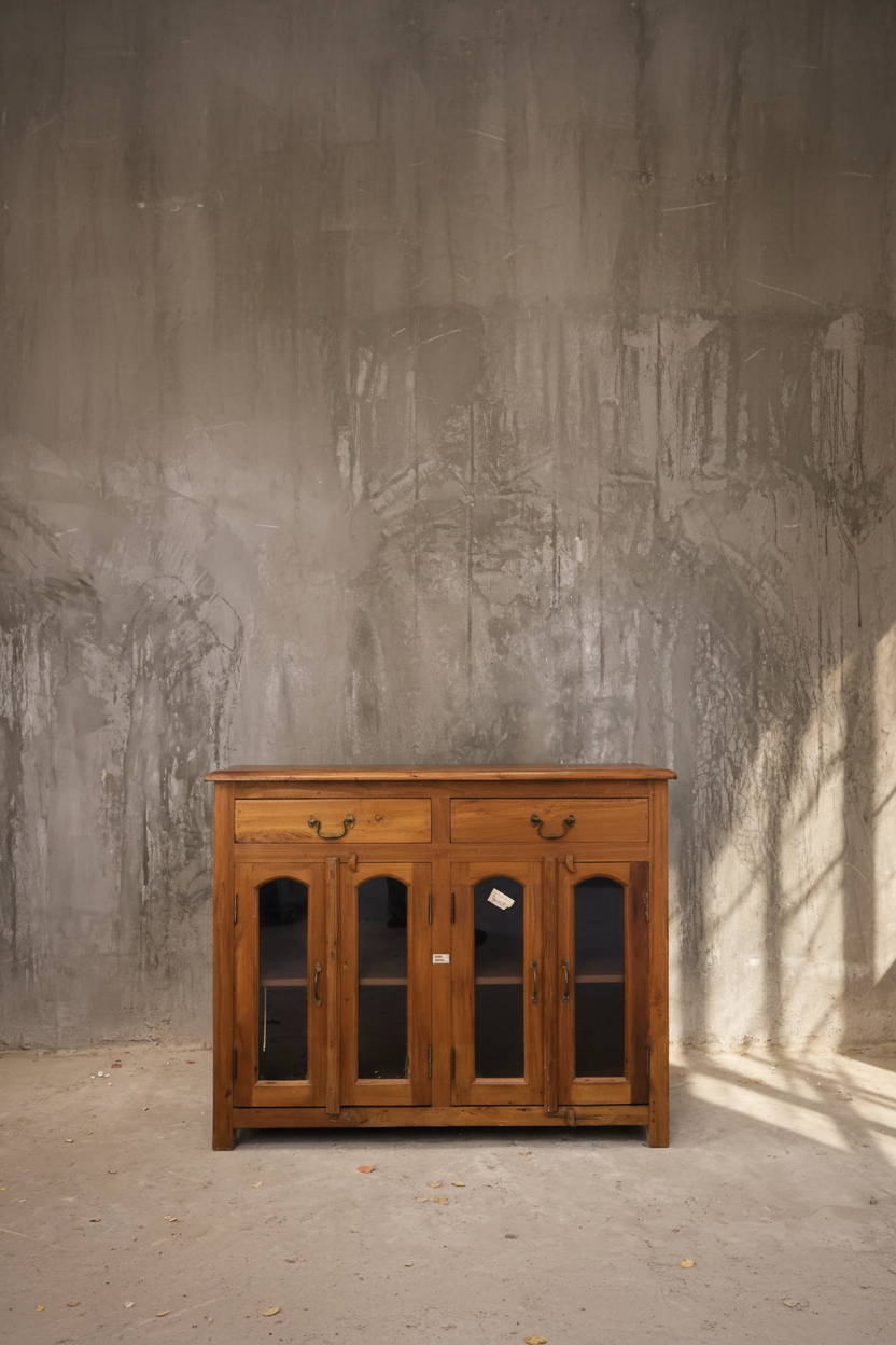 Teak wood glass door sideboard.
