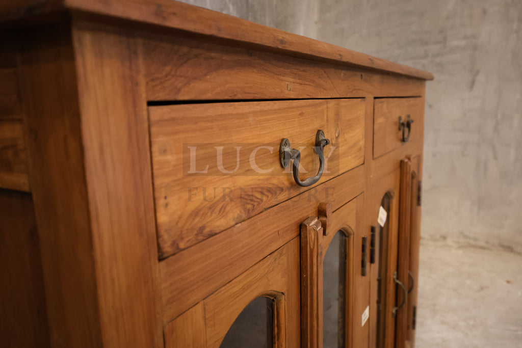 Teak wood glass door sideboard.