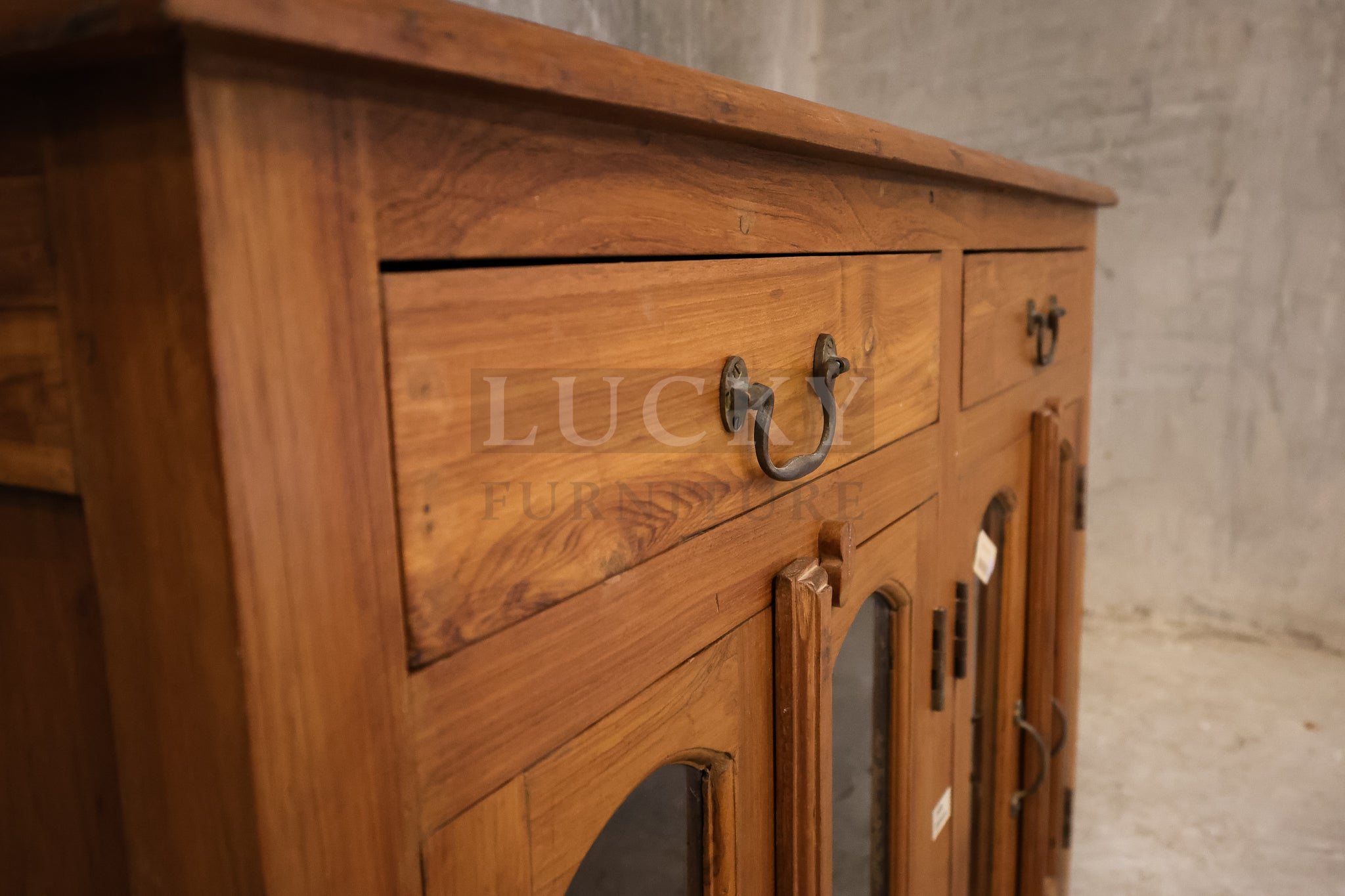 Teak wood glass door sideboard.