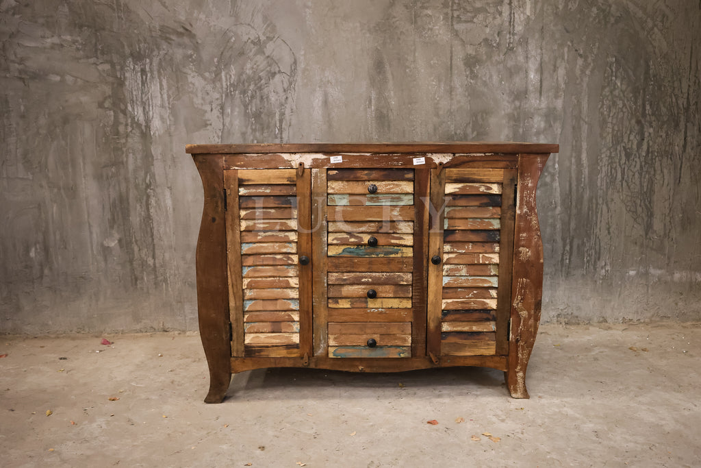 Multicolor Reclaimed Wood Sideboard.