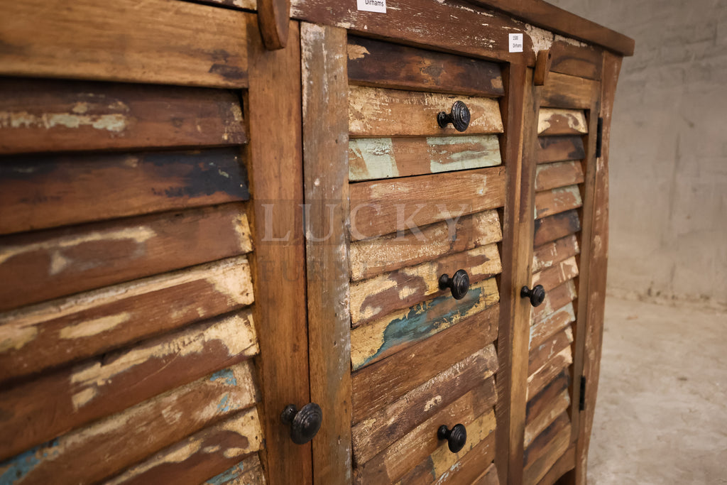 Multicolor Reclaimed Wood Sideboard.