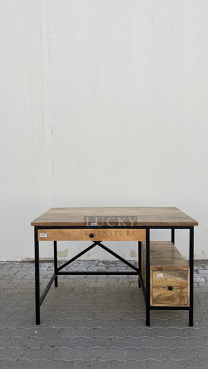 Minimalist mango wood and metal desk