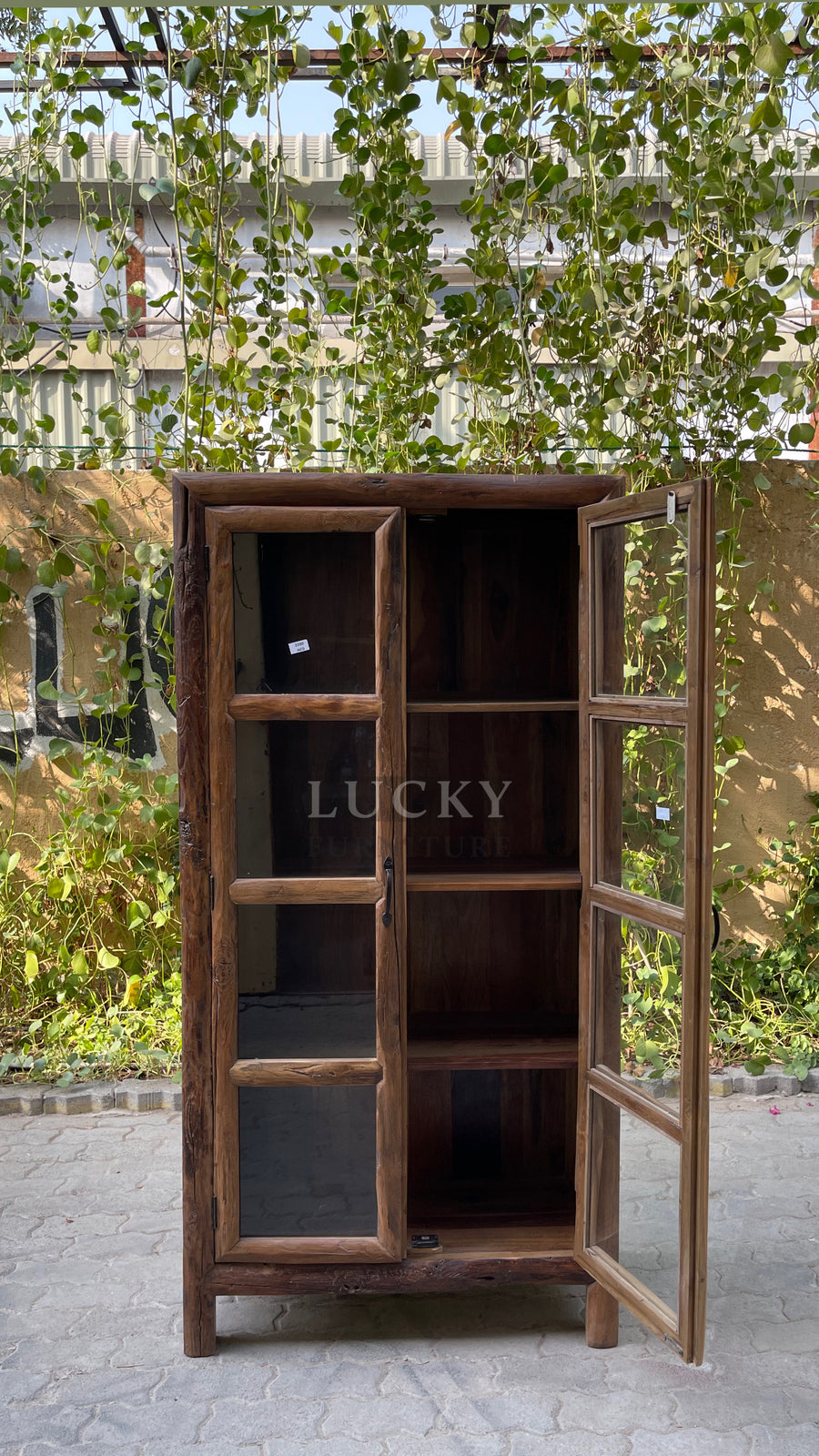 Teak wood glass cabinet