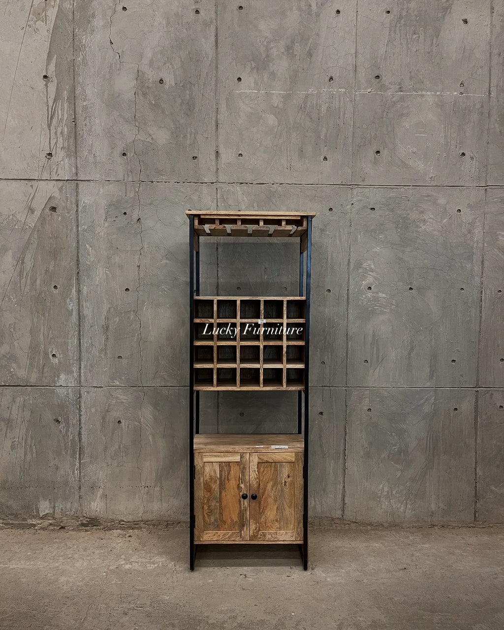 Narrow mango wood and metal bar