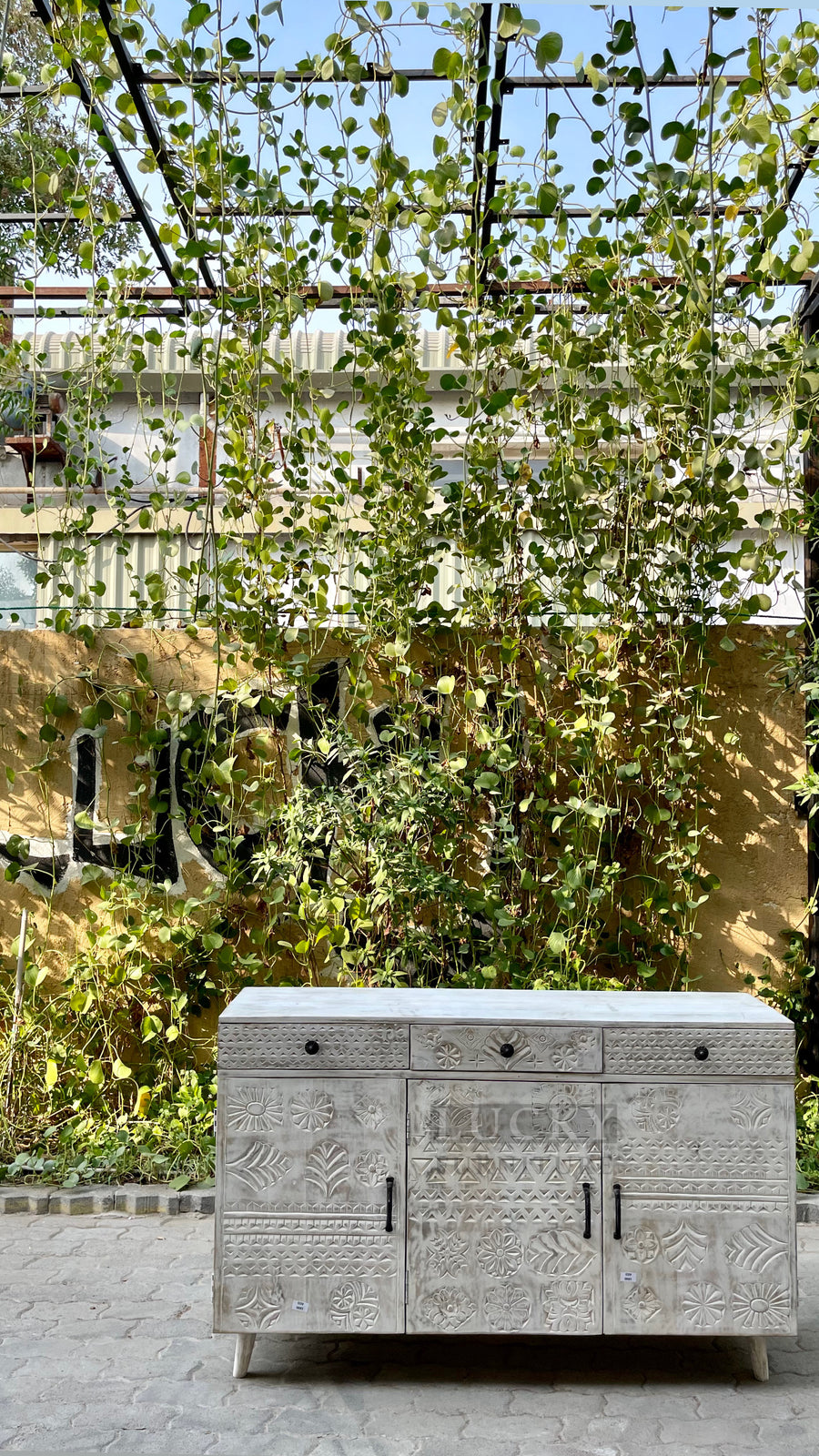 Bohemian whitewash sideboard