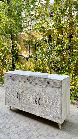 Bohemian whitewash sideboard