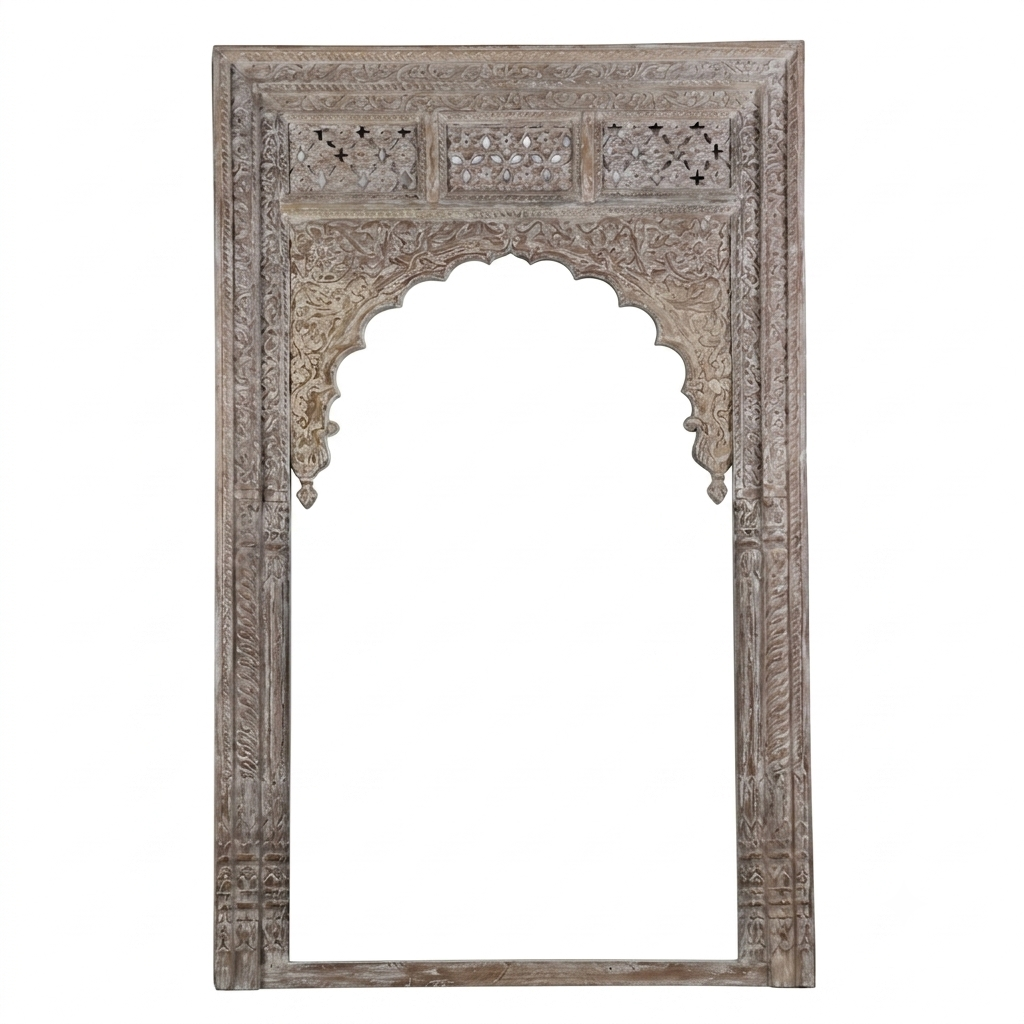 Carved archway mirror.