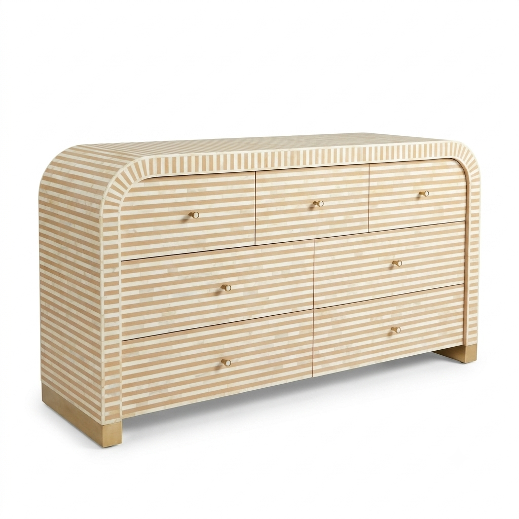 Waterfall Edge Striped Bone Inlay Dresser