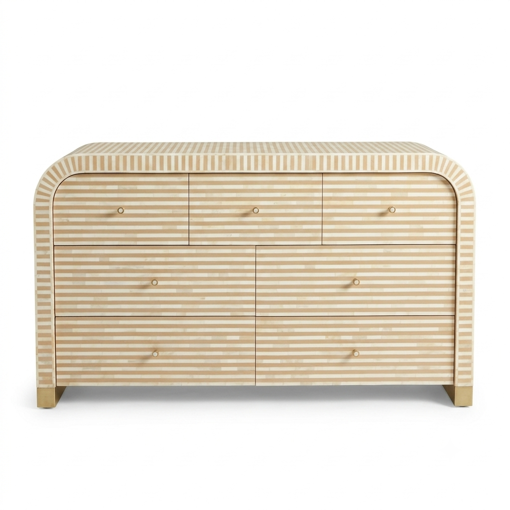 Waterfall Edge Striped Bone Inlay Dresser