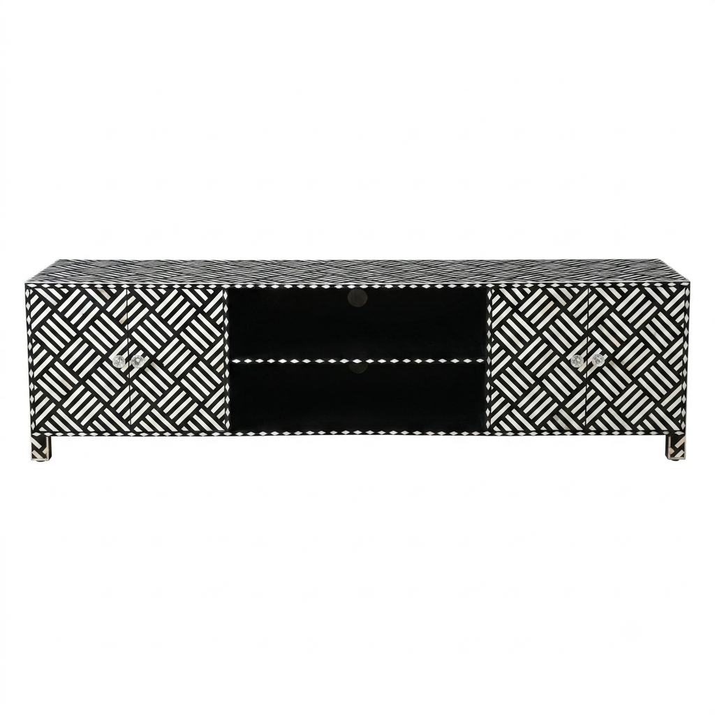 Geometric Bone Inlay Tv Stand