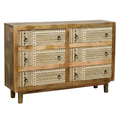 Boho Carved Wood Double Dresser
