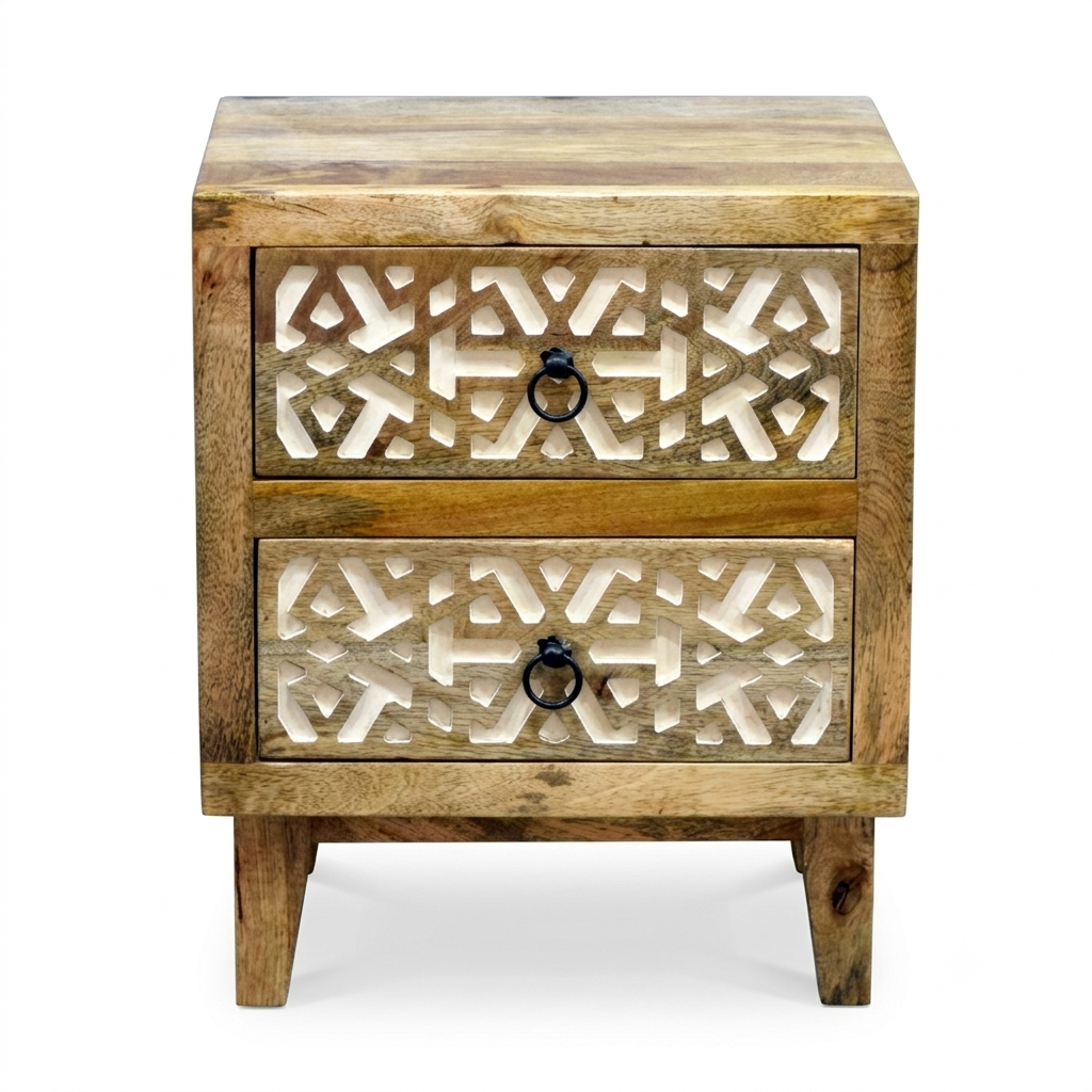 Nightstand with Geometric Inlay.