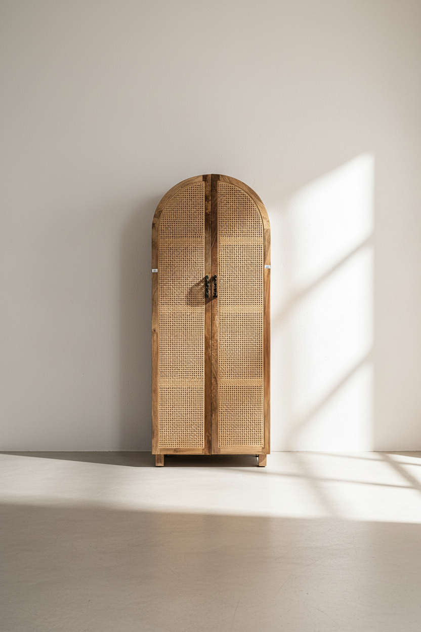 Arch rattan cabinet