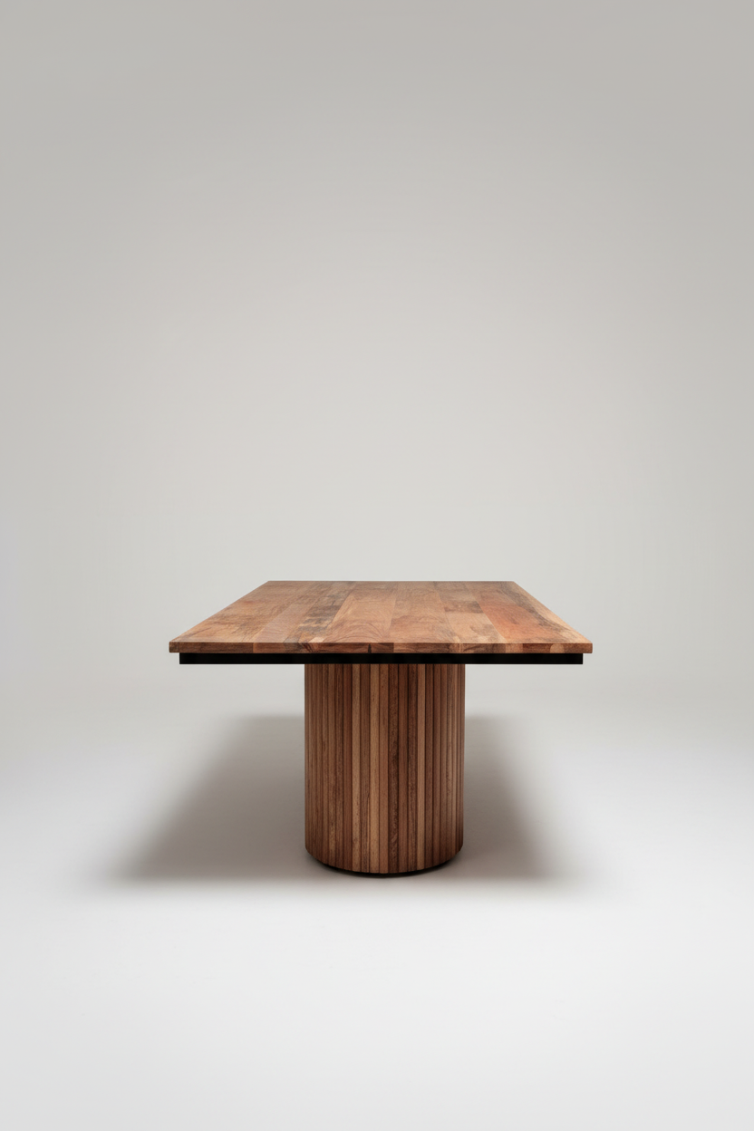 Fluted pedestal base dining table