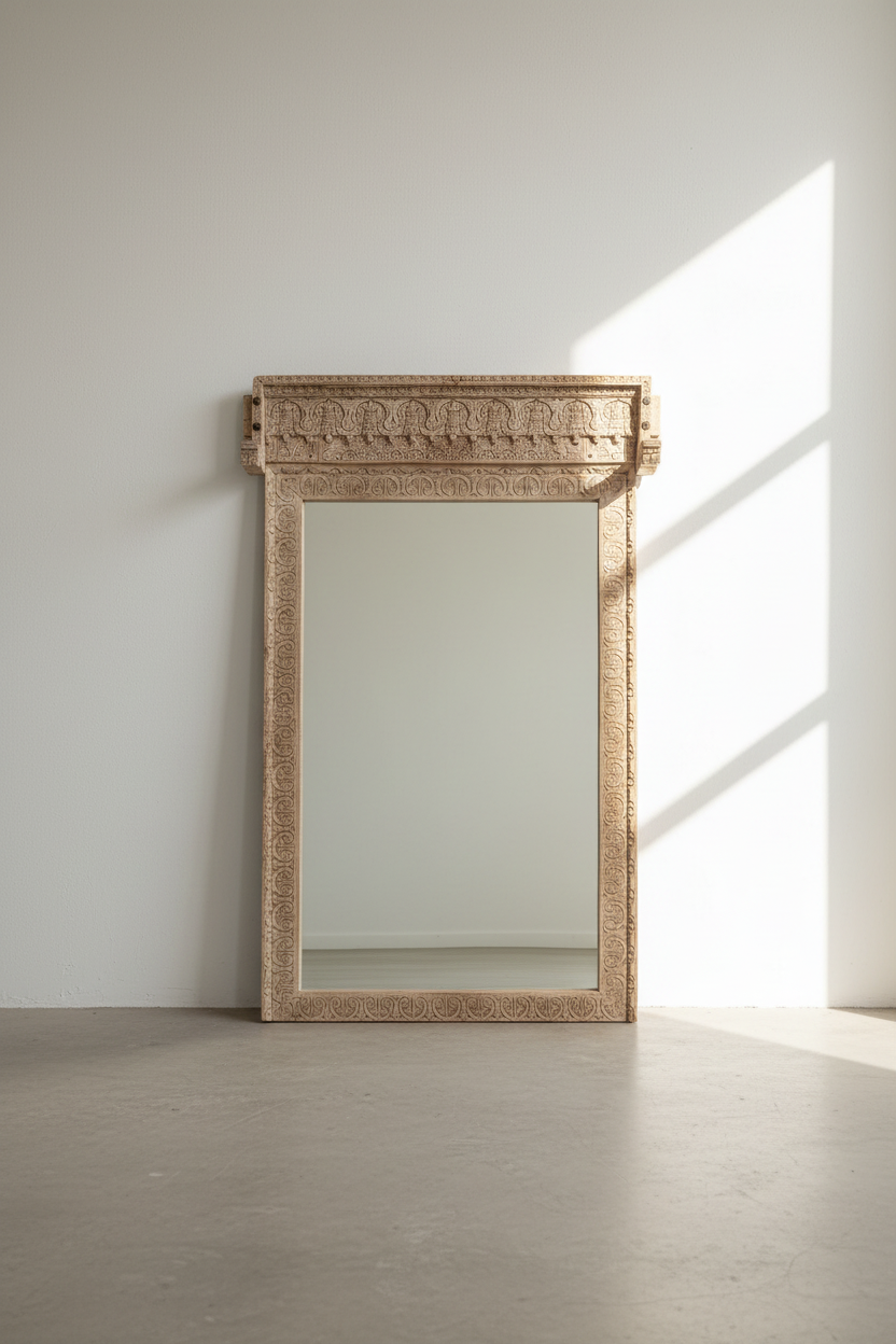 Vintage teak wood mirror