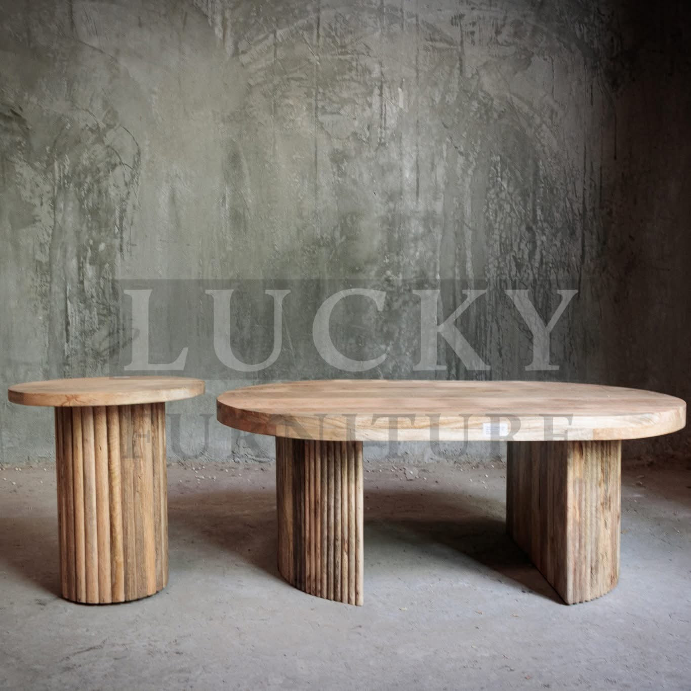 Fluted oval coffee table