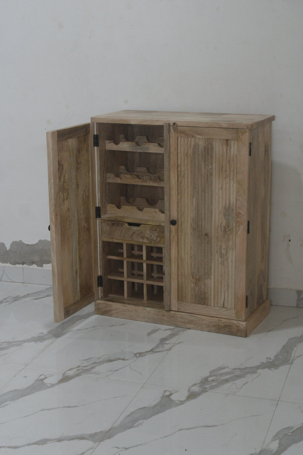 Fluted bar cabinet