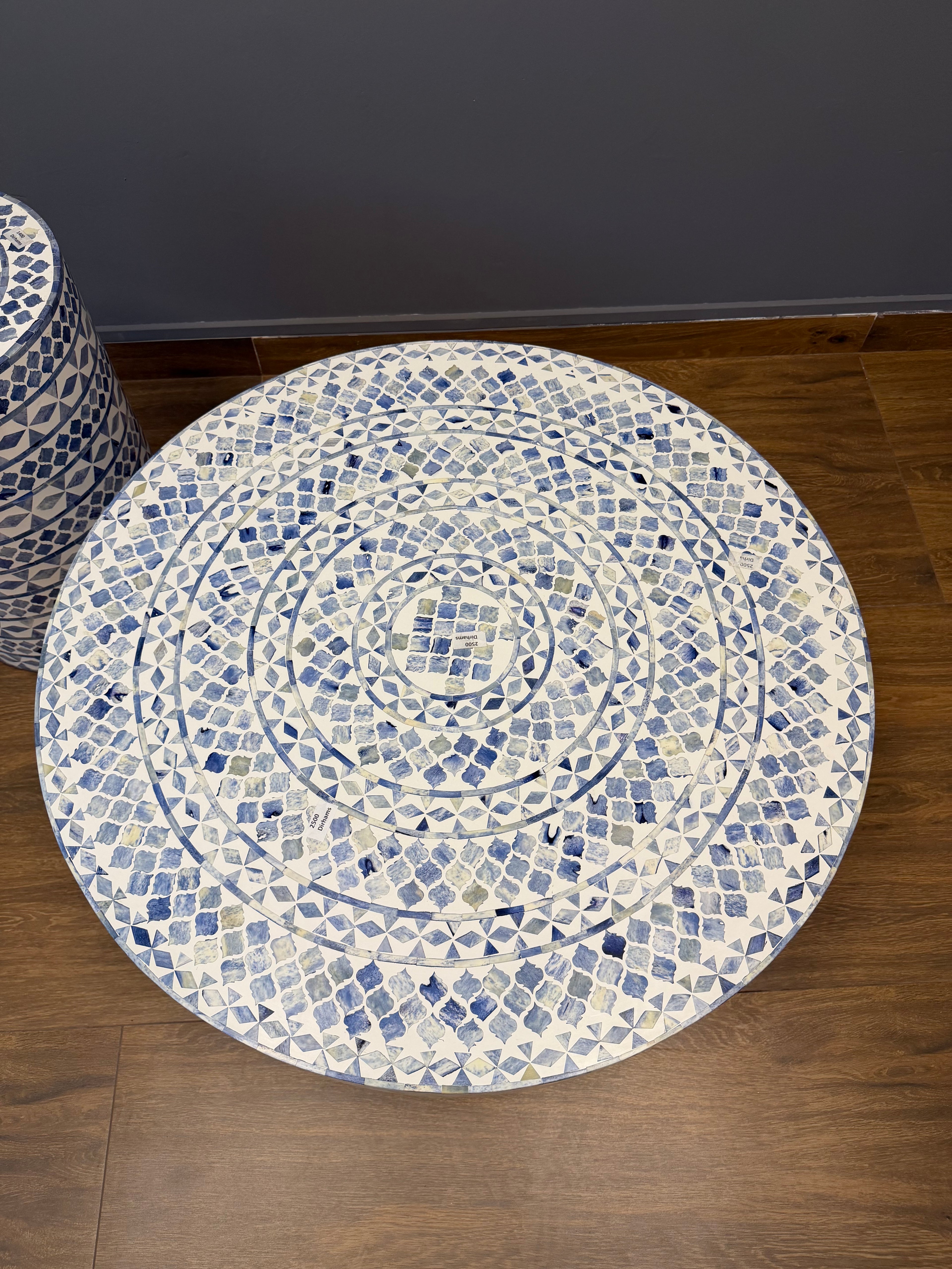 Bone inlay coffee and sidetable