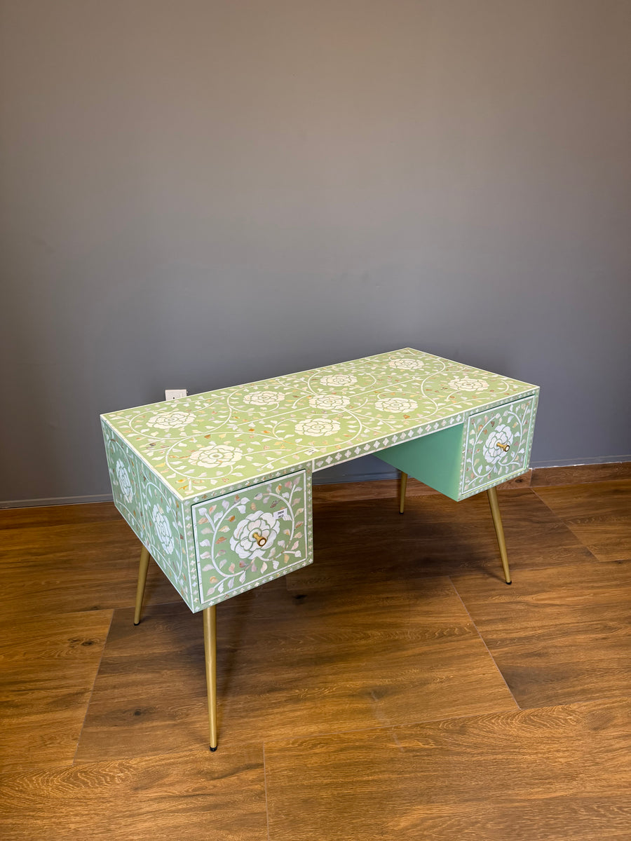 Sage green mother of pearl inlay desk