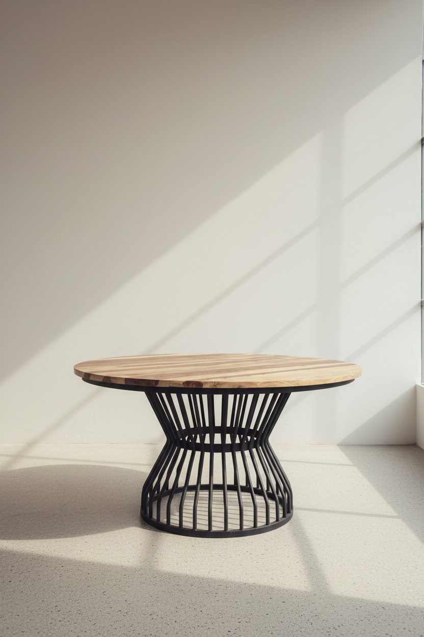 Rosewood Round Dining table with KLOUVI Base