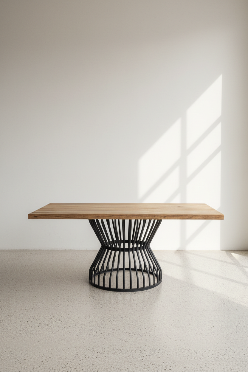 Mango wood Dining table with KLOUVI Base