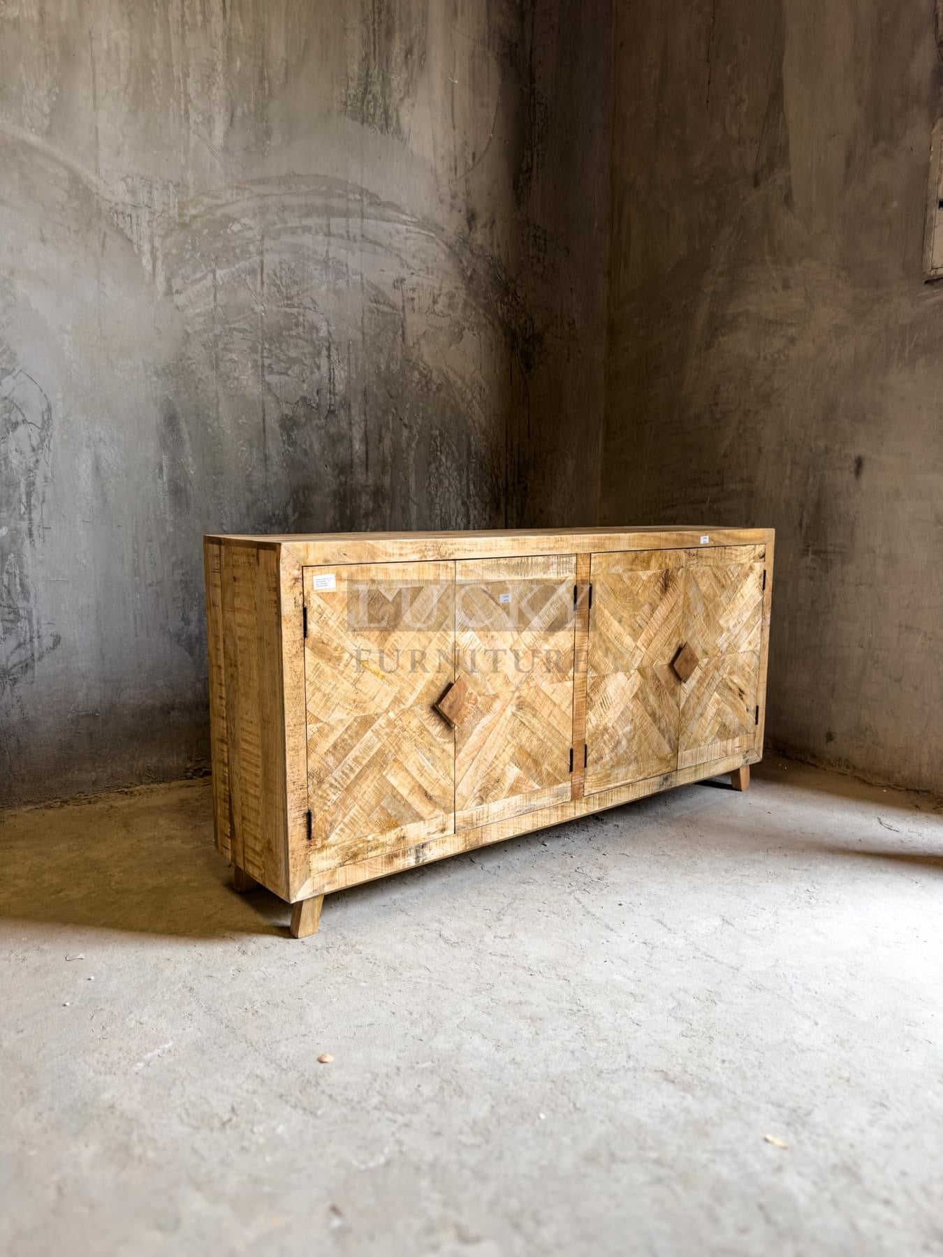 Herringbone design 4 door sideboard