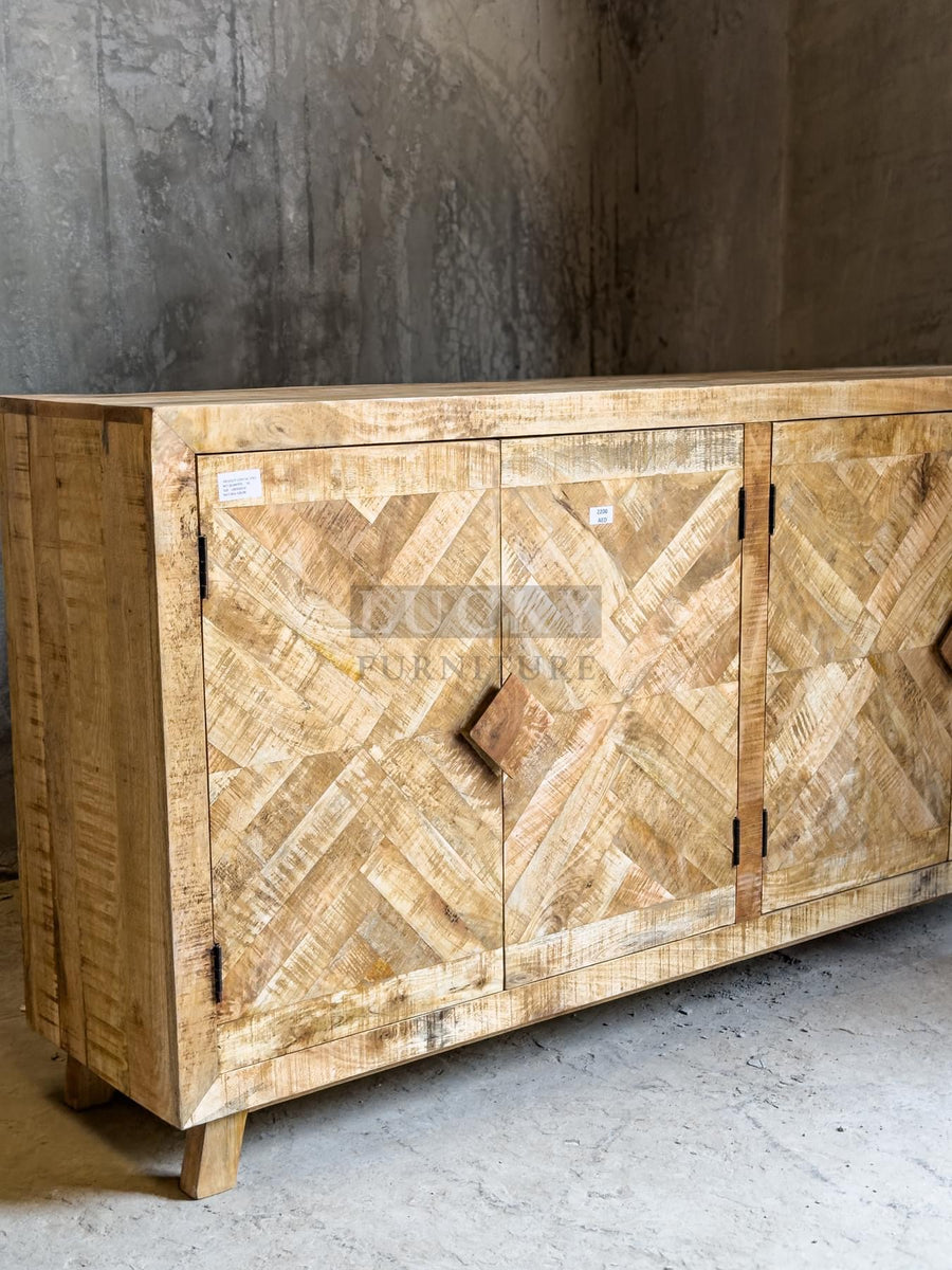 Herringbone design 4 door sideboard