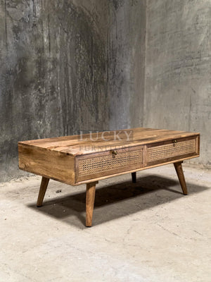 Rattan coffee table with draws