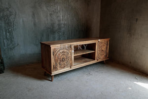 Mandala carved tv stand